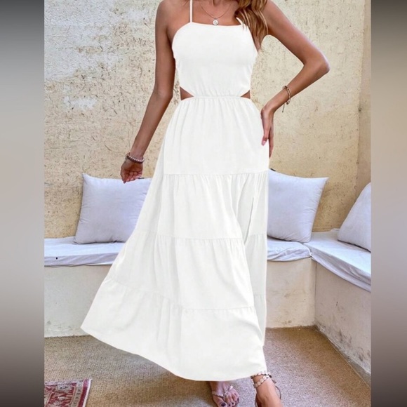 Boho crisscross tie open back cutout maxi dress - Picture 5 of 7